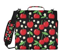 Cherry Flowers 3 Ringing Zipper Binder with Handle Laege Capacity Document Organizer Bag for Middle Student