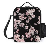 Cherry Flowers Blossoming Insulated Lunch Bag for Men Women Reusable Soft Lunchbox Portable Tote Bags for Office Work Picnic