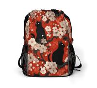 Cherry Flowers Cats Drawstring Backpack Dry And Wet Separation Sport Travel Beach Gym Sack String Yoga Bag
