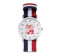 Cherry Flowers Fox Sport Watch for Men Women Nylon Strap Wrist Watch Analog Quartz Watch