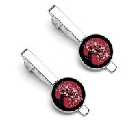 Cherry Flowers Japanese Moon Fashion Men's Tie Clips Silver Tack Pins Cufflinks Shirt Necktie Bar Pinch Suit Tie Accessories