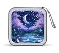 Cherry Flowers Starry Sky Falling Feathers Portable CD Case Holder 48 Capacity Travel DVD Storage Boxs Wallet Bag