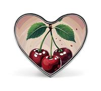 Cherry Fruit Button Pin Heart Shape Alloy Lapel Pins Badges Novelty Funny Enamel Pins Personalized Pinback Button Badges Cute Heart Brooche for Jackets Bags