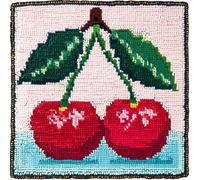 Cherry Fruit DIY Latch Hook Kits Mini Rug for Kids Easy for Beginners Printed Pattern Crochet Yarn Embroidery Carpet Floor Decor 30x30cm-3