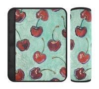 Cherry Fruit Green Art Painting 2 Pack car seat Neck Strap Covers, Protects Your Neck and Shoulders, Shoulder Belt pad for Bag