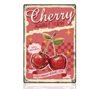 Cherry Fruit Retro Wall Decor Metal Tin Sign 20x30cm Cherry Always Fresh Vintage Wall Art Poster for Fruit Shop Farmhouse Barn Garden Outdoor Club Coffee Decor