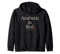 Cherry Girl Y2K Red Aesthetic Kiss Print Sweet But Sharp Zip Hoodie