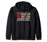 Cherry Girl Y2K Red Aesthetic Kiss Print Sweet But Sharp Zip Hoodie