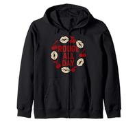 Cherry Girl Y2K Red Aesthetic Kiss Print Sweet But Sharp Zip Hoodie