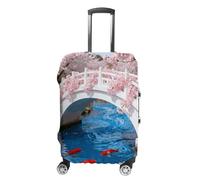 Cherry Goldfish Blossom Bridge Travel Luggage Cover Stretchable Airplane Suitcase Protector Sleeve Universal Washable Fit for 19-32 Inch Checked Baggage,Water Resistant Durable Luggage Protector X-Lar