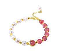 Cherry Green Bracelet Women's Summer And Prosperous Career Transfer Beads Hand Beaded Bracelet Snowflake Jewelry Set (B, One Size)