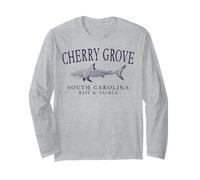 Cherry Grove South Carolina Shark Fishing Plum Letters Long Sleeve T-Shirt