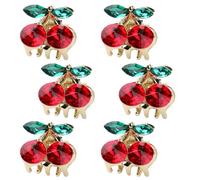 Cherry Hair Claws, 6Pcs Mini Cute Crystal Cherry Rhinestone Alloy Metal Hair Clips Fashion Sweet Accessories for Women Girl's Hair