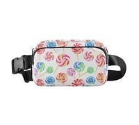 Cherry Illustration Women Men Teens Trendy Crossbody Bag Waist Packs for Travel Shopping Running, Colorful Sweet Lollipop Candy, One Size