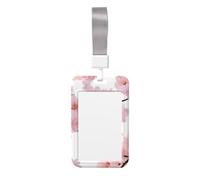 Cherry Japanese Cherry Blossom ID Badge Holders with Lanyard Vertical Plastic Card Case with Clear Window Waterproof ID Card Protector Work Badge Sleeve for Nurses Teachers Office
