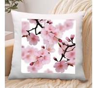 Cherry Japanese Cherry Blossom Pillowcase Linen for Home Use, Soft Comfortable Pillow Cover with Invisible Zipper, Breathable Pillow Cases 45x45cm for Luxury Hotel, Living Room, Bedroom