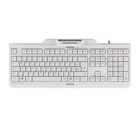 CHERRY KC 1000 SC, Wired Security Keyboard with Integrated Card Reader, Swiss Layout (QWERTZ), Plug & Play (USB-A), Flat Design, White-Grey