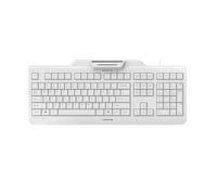 CHERRY KC 1000 SC, Wired Security Keyboard with Integrated Card Reader, EU Layout (QWERTY), Plug & Play (USB-A), Flat Design, White-Grey