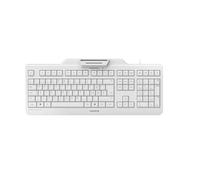 CHERRY KC 1000 SC, Wired Security Keyboard with Integrated Card Reader, Swiss Layout (QWERTZ), Plug & Play (USB-A), Flat Design, White-Grey