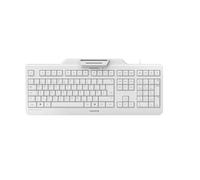 CHERRY KC 1000 SC, Wired Security Keyboard with Integrated Card Reader, UK Layout (QWERTY), Plug & Play (USB-A), Flat Design, White-Grey