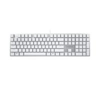 CHERRY KC 200 MX, Mechanical Office Keyboard with Anodised Metal Plate, US Layout (QWERTY), Wired, MX2A SILENT RED Switches, Silver/White