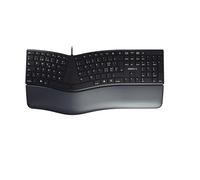CHERRY KC 4500 ERGO, Ergonomic Keyboard, Swiss Layout (QWERTZ), Wired, Padded Palm Rest with Memory Foam, Curved Keypad, Black