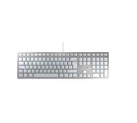 CHERRY KC 6000 SLIM FOR MAC, Wired Mac Keyboard (USB-A Connection), UK Layout (QWERTY), Whisper-Quiet Keys, Flat Design, Silver/White