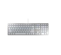 CHERRY KC 6000 SLIM, Ultra-Flat Design Keyboard, EU Layout (QWERTY), Wired (USB-A Connection), Quiet, Durable Key Labelling, Silver