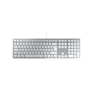 CHERRY KC 6000C FOR MAC, Wired Mac Keyboard (USB-C Connection), French Layout (AZERTY), Whisper-Quiet Keys, Flat Design, Silver/White