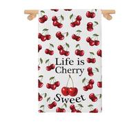 Cherry Kitchen Towel Cherries Lover Gift Fruit Farmer Gift Red Cherries Kitchen Decor Tea Dish Towel (Life is Cherry 2)
