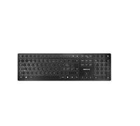 CHERRY KW 9100 SLIM, Wireless Design Keyboard, Swiss Layout (QWERTZ), Choice of Bluetooth or 2.4 GHz RF, Flat Keys, Rechargeable, Black-Grey