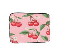 Cherry Leaf Floral Shockproof Laptop Sleeve 12 Inch, Oxford Fabric Case With Foam Padding, Lightweight Protective Cover For Pad Notebook, Business School Travel Use