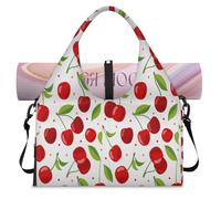 Cherry Leaves Pattern Sports Duffle Bag with Shoe Compartment Spring Cherry Weekend Overnight Bags Tote Cabin Luggage Bag for Gym Yoga Travel