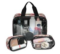 Cherry Leaves Pattern Travel Makeup Bag for Women Men, Spring Cherry Translucent Cosmetic Bags 3 Pcs Large Shower Wash Pouch Toiletry Cosmetic Toiletries Organizer