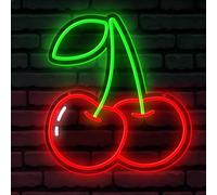 Cherry LED Neon Sign Fruit Decorations Light Up Sign for Bedroom Cherry Neon Light for Kids Room Bar Christmas Party Funny Novelty Decor for Home (5V 12.59 * 13.78Inch)