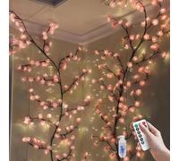 Cherry LED Tree Branch Lights for Wall, Cherry Blossom Willow Vine Twig Decor Garland with 96 LED Lights and Remote,8 Lighting Modes,Christmas Decorations Indoor for Home Wall Door Window (71inch)