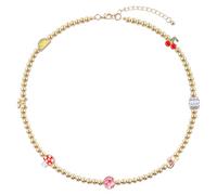 Cherry Lemon Bow Mushrooms Laser Ball Cowboy Hat Dice Bead Choker Necklace for Women,Colorful Layer Choker Necklace Oil Dripping Pendants Hippie Necklace Summer Y2k Necklace Jewelry Gifts Bohemian