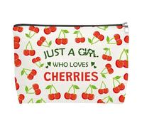 Cherry Lover Gift Funny Cosmetic Bag for Women Fruit Lover Gift Cherry Themed Gifts for Friend Daughter Sister Niece Travel Zipper Pouch Christmas Birthday Graduation Gifts Toiletry Organizer Bag