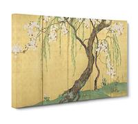 Cherry & Maple Trees Vol.1 by Sakai Hoitsu Painting Canvas Print | Gallery Wrapped 30mm Frame Wall Art | 30x20 inches | Ready to Hang | Contemporary Landscape Picture | Living Room Lounge Office