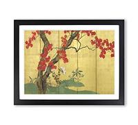 Cherry & Maple Trees Vol.2 By Sakai Hoitsu Asian Japanese Framed Print | A2 Black Framed Wall Art | Ready to Hang | Asian Floral Picture | Living Room Bedroom Lounge Office