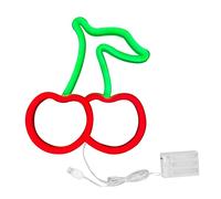 Cherry Neon Sign Light, LED Neon Night Light Lamp, USB Powered Wall Fruit Neon Sign with Hanging Hole for Wedding Party Decor, PVC and ABS Glow Decoration for Home (Red Lighting Cherry Shape)