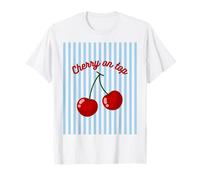 Cherry on top blue stripes cherries for girls and women T-Shirt