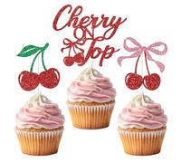 Cherry On Top Cupcake Toppers, She's the Cherry On Top, Summer Fruit Cherry Theme Baby Shower Birthday Bachelorette Party Decorations 18pcs