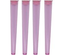 Cherry-on-Top King Size Cone Holder Air Tight Hard Plastic Tube Smoking Rolling Cig Tube, 4 Holders Pink