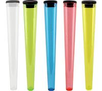 Cherry-on-Top King Size Cone Holder Air Tight Hard Plastic Tube Smoking Rolling Cig Tube, 5 Holders Red, Yellow, Blue, Green, Clear
