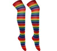 Cherry-on-Top Knee Thigh High Sock Cheerleader Pub Golf Fancy Dress Stripe Socks Rainbow Stripe