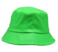 Cherry-on-Top PU Bucket Hat Neon Green Cap for Festivals and Summer Hat
