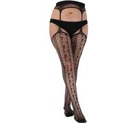 Cherry-on-Top Suspender Tights for Women, Stocking Tights that Look Like Stockings, Thigh High Stockings & High Waisted Suspenders for Women, Bumless Tight Valentines Day