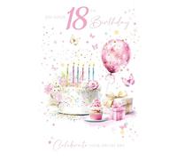 Cherry Orchard 18th Birthday Card for her, Luxury Milestone Birthday card From, Finished with Beautiful pink foil
