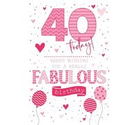 Cherry Orchard 40th Birthday Card Balloons, Stars & Dots - Gold Foil & Embossed Finish